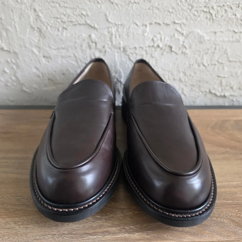 J. Fenestrier Paris Darior Brown Leather Loafers Mens 11.5 E Wide Softanil Cafe